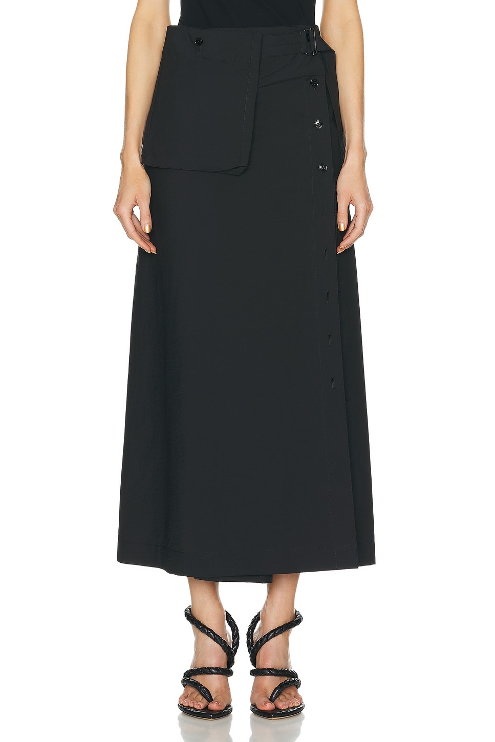 Image 1 of Lemaire Long Wrap Skirt in Black