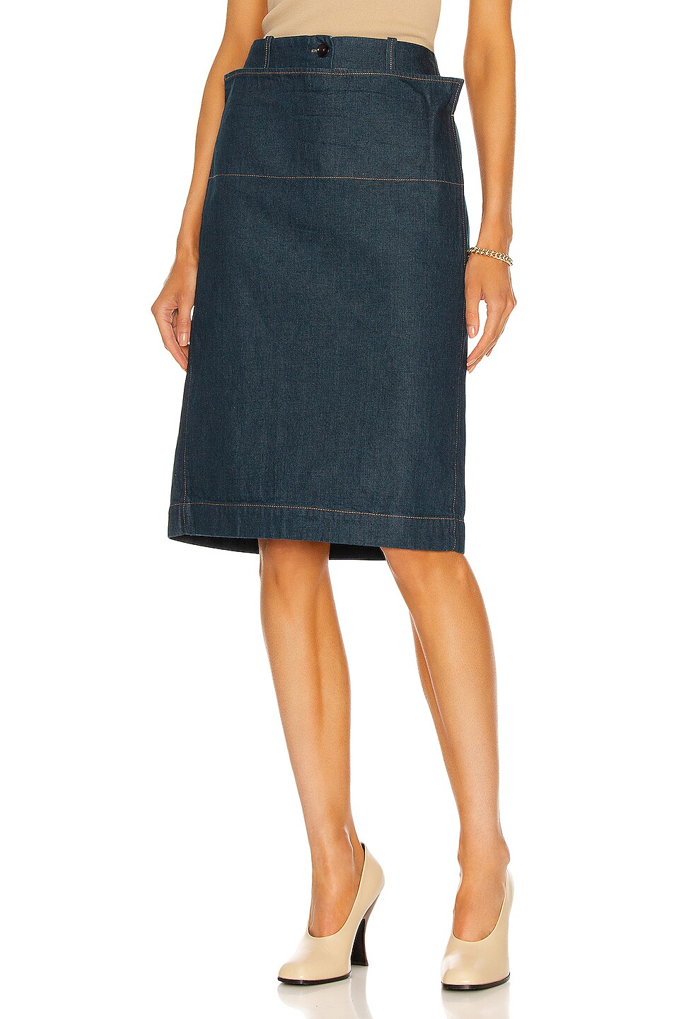 Image 1 of Lemaire Denim Straight Skirt in Jean Blue