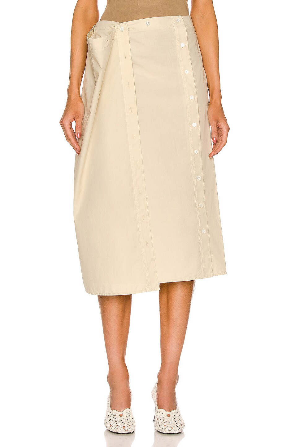 Image 1 of Lemaire Wrapover Skirt in Freestone