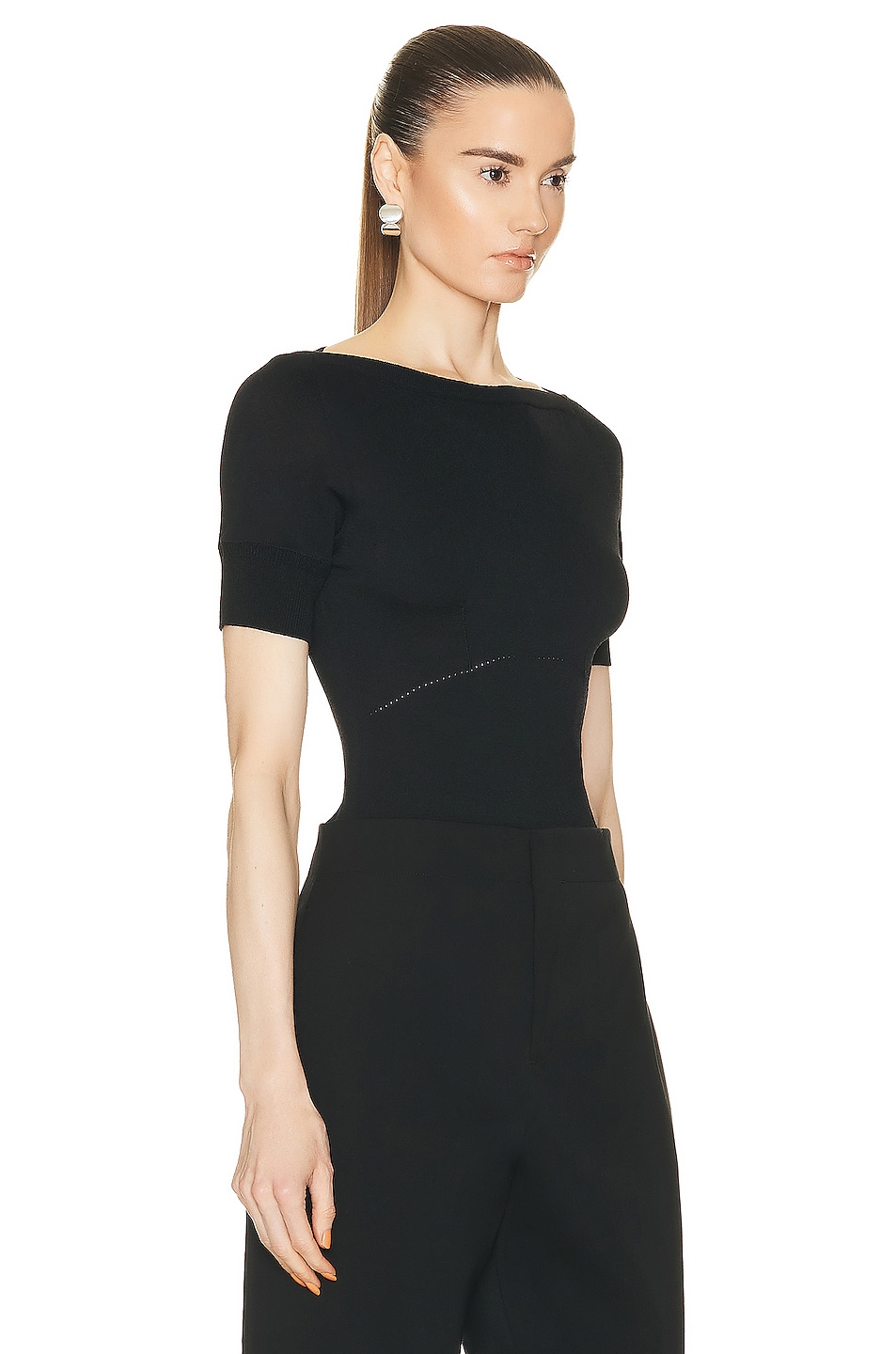 Lemaire Darted Fitted Top in Black | FWRD
