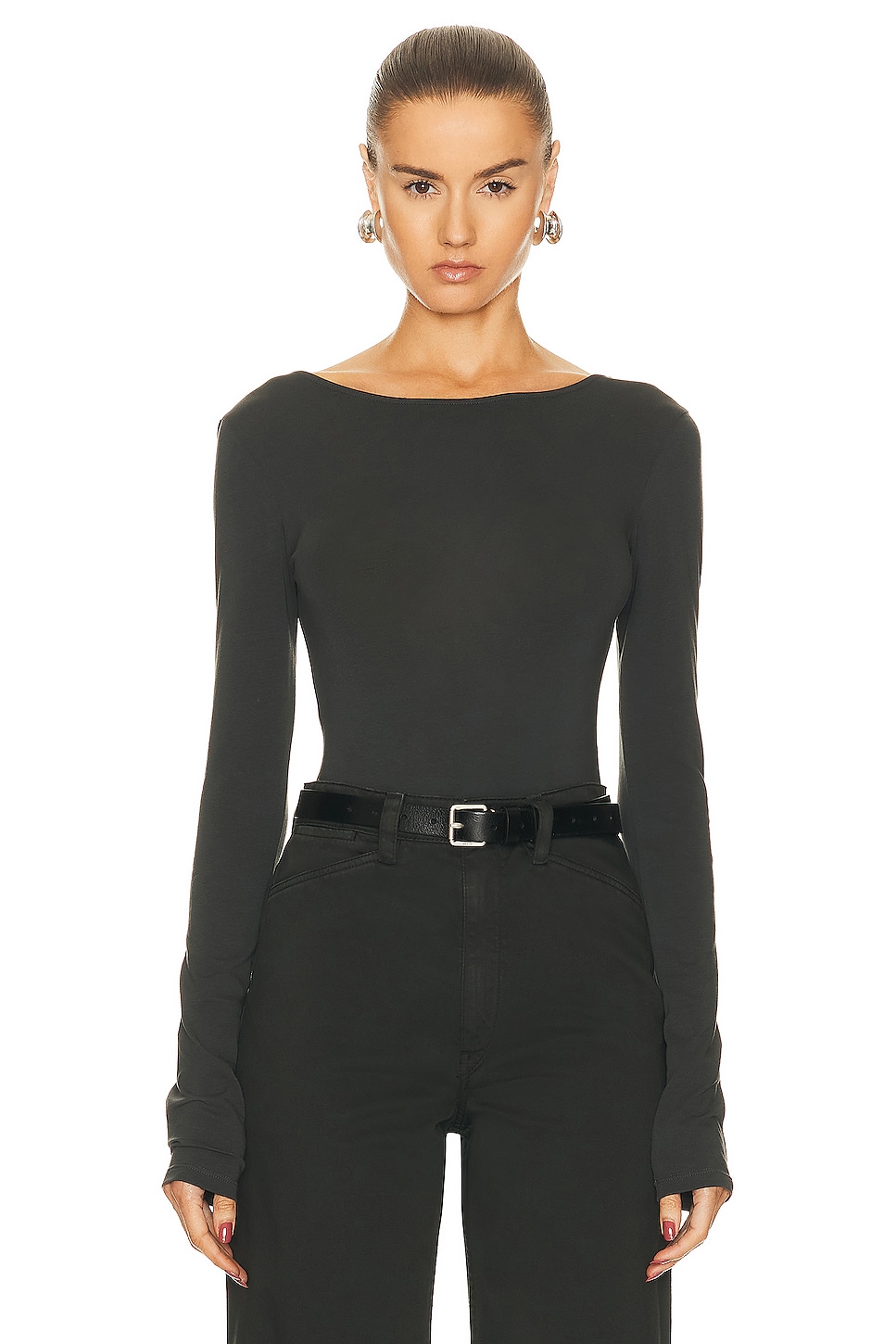 Image 1 of Lemaire Long Sleeve Bodysuit in Zinc