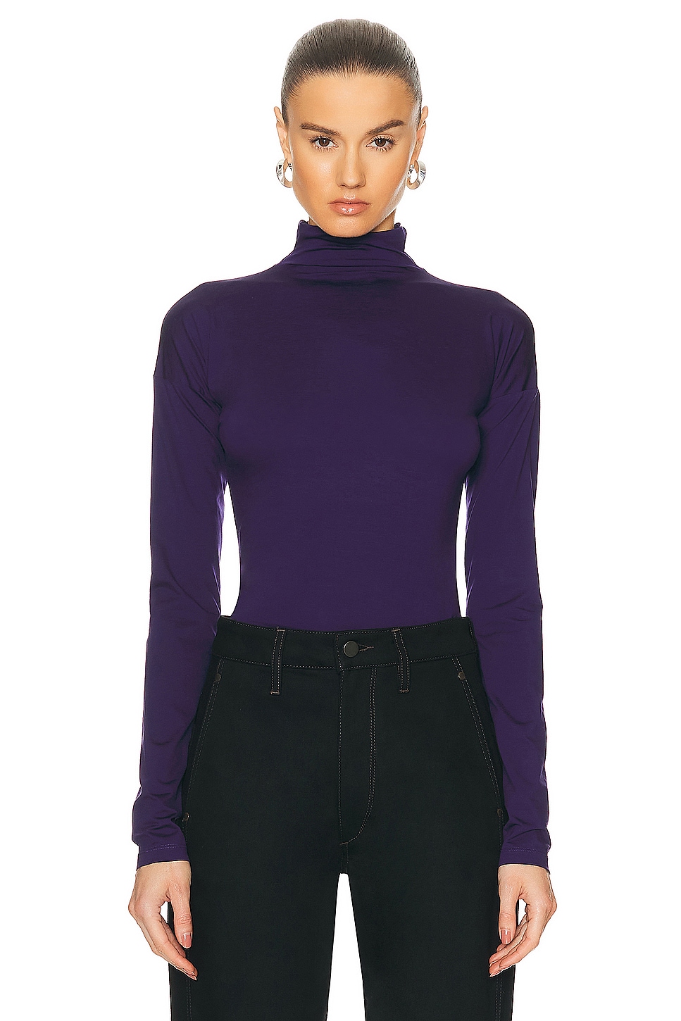 Image 1 of Lemaire Second Skin High Neck Top in Purple Iris