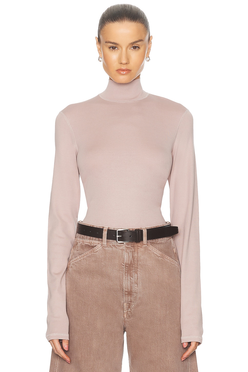 Shop Lemaire Rib Turtleneck Top In Violet Ice