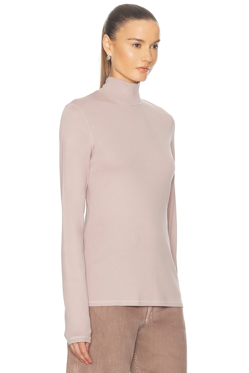 Shop Lemaire Rib Turtleneck Top In Violet Ice