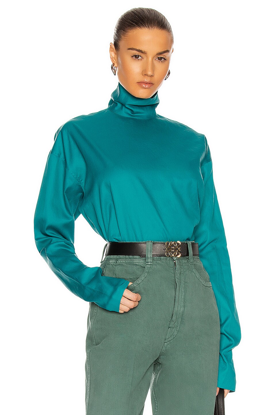 Image 1 of Lemaire High Neck Second Skin Top in Deep Lake Green