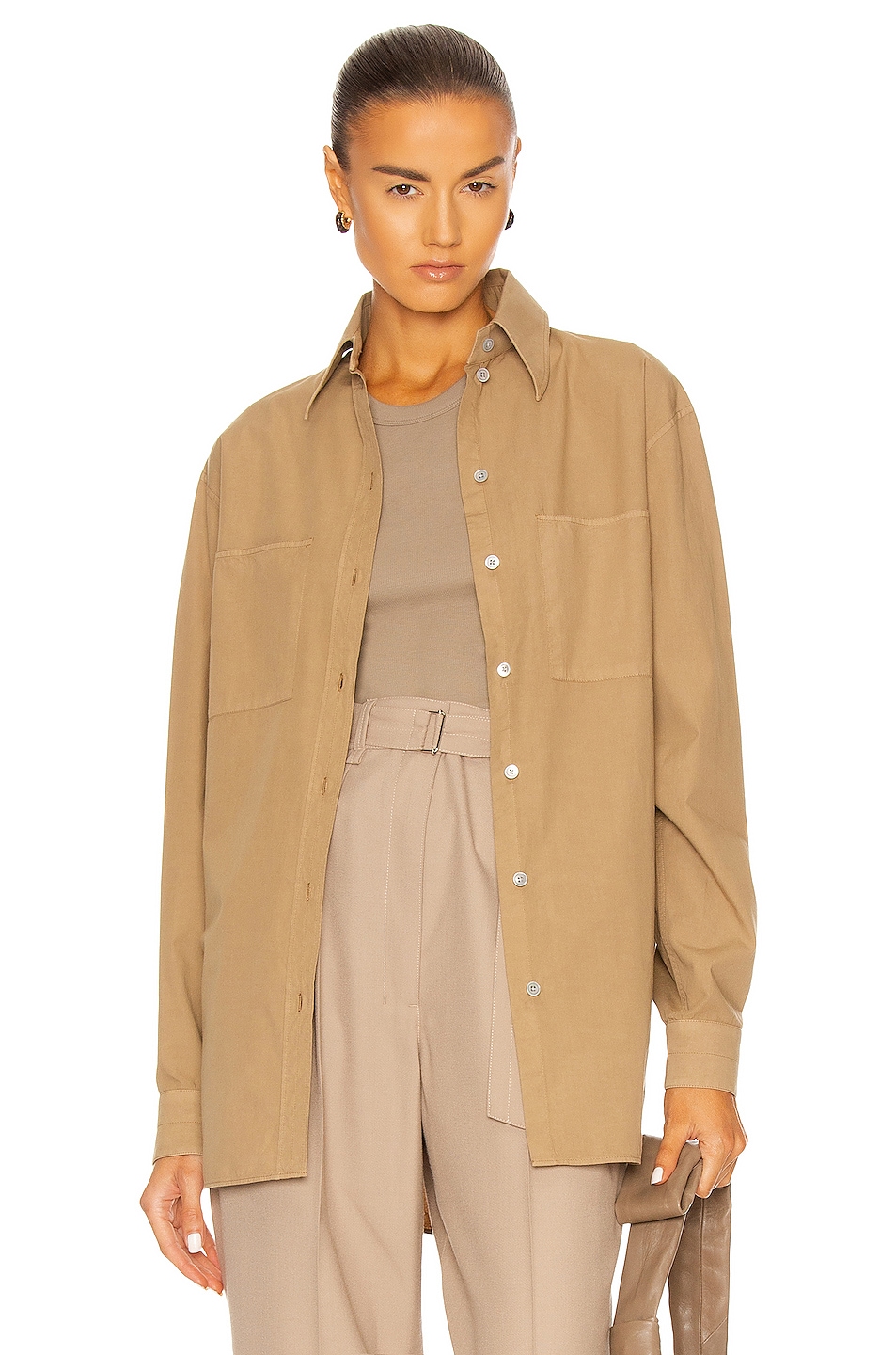Image 1 of Lemaire Patch Pocket Shirt in Camel