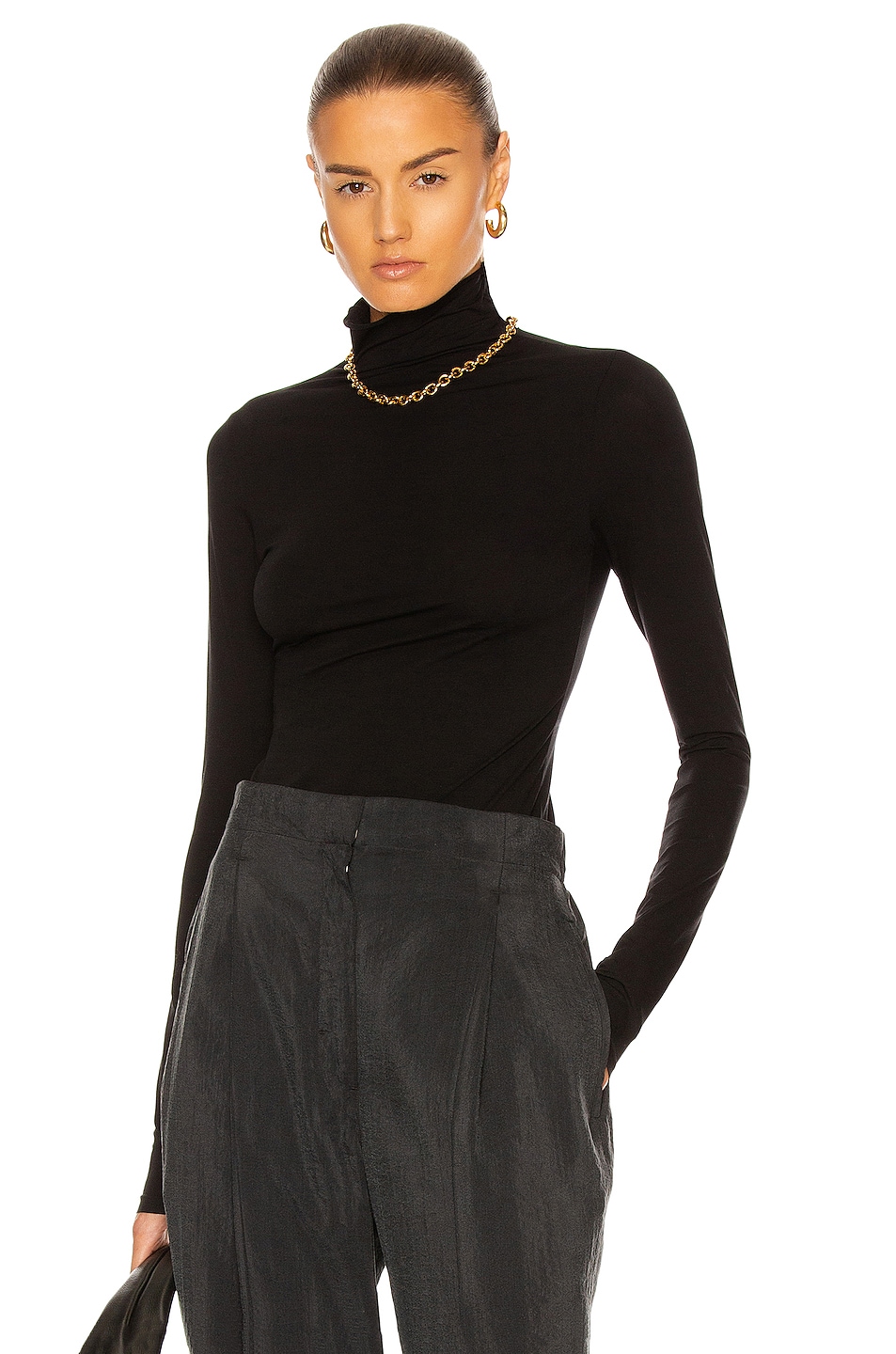 Image 1 of Lemaire Long Sleeve Second Skin Top in Black