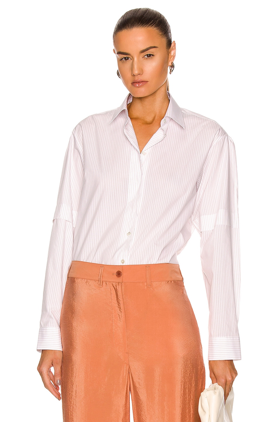 Image 1 of Lemaire Slit Shirt in White & Tobacco