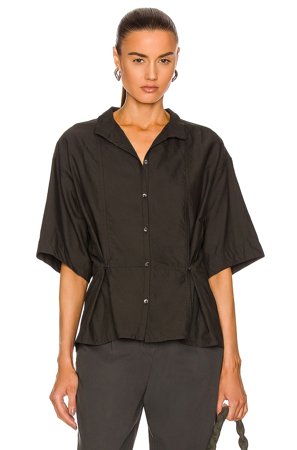 Image 1 of Lemaire Convertible Shirt in Ash Black