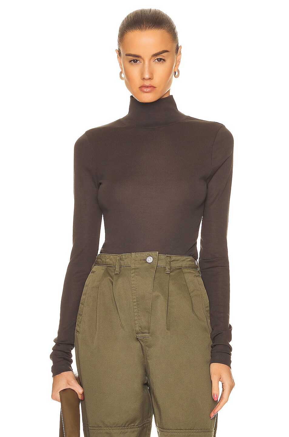 Image 1 of Lemaire Second Skin High Neck Top in Ash Black