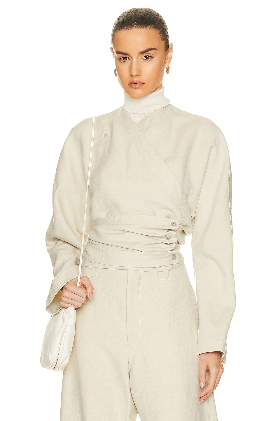 Image 1 of Lemaire Wrap Top in Overcast Grey