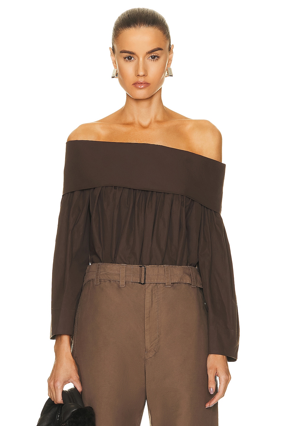 Image 1 of Lemaire Bare Shoulder Blouse in Cacao