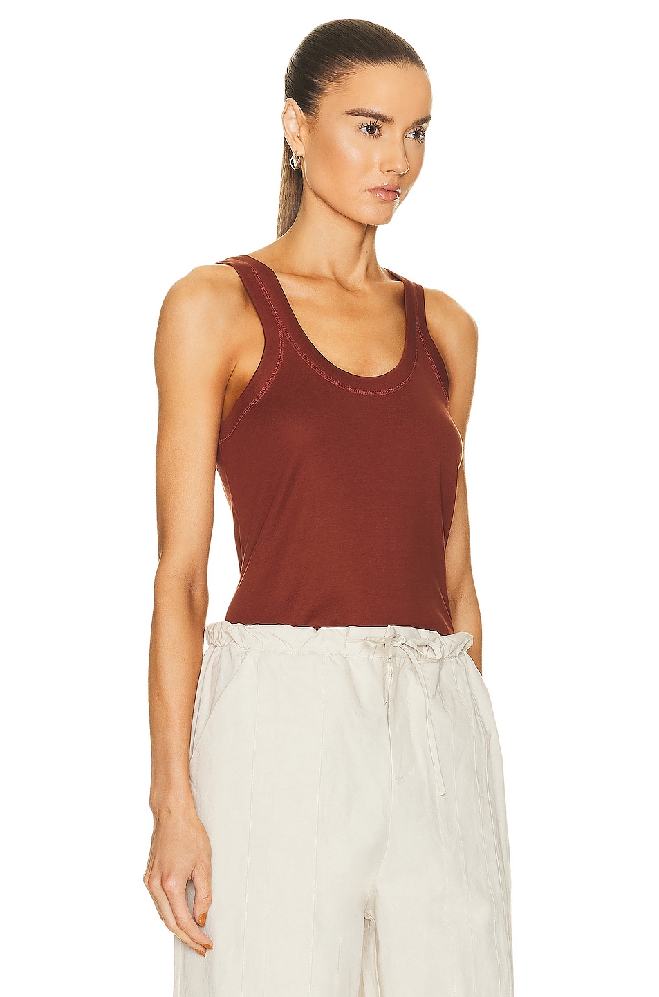 Lemaire Ribbed Tank Top In Cherry Mahogany Fwrd