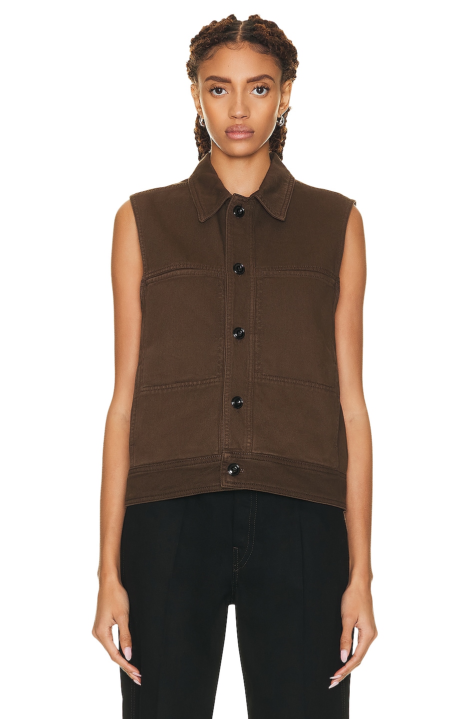 Image 1 of Lemaire Denim Vest Top in Dark Brown