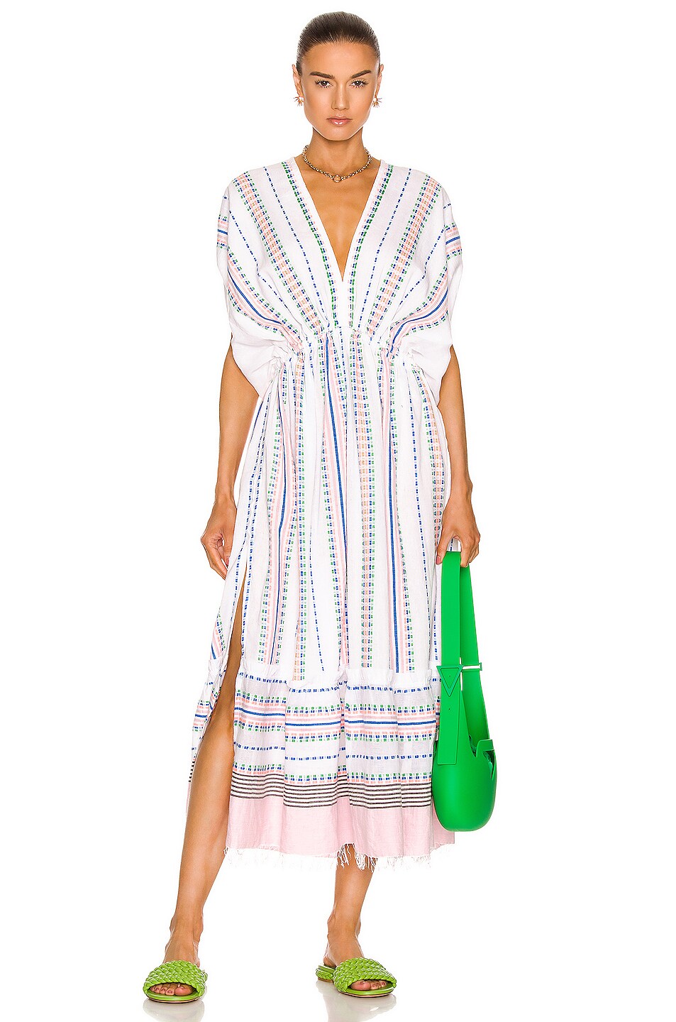 Image 1 of Lemlem Doti Plunge Neck Dress in Multi Petal