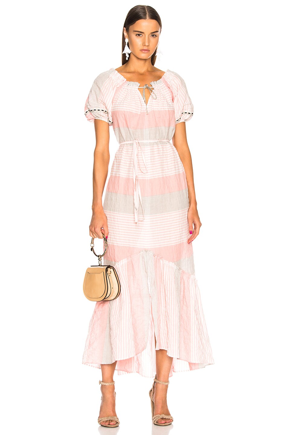 Image 1 of Lemlem Dera Off Shoulder Dress in Peach
