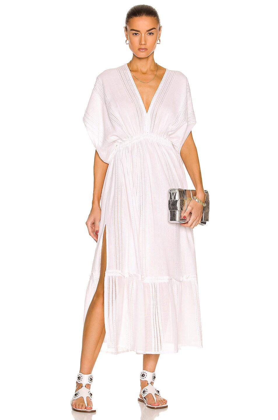 Image 1 of Lemlem Abira Plunge Neck Dress in White