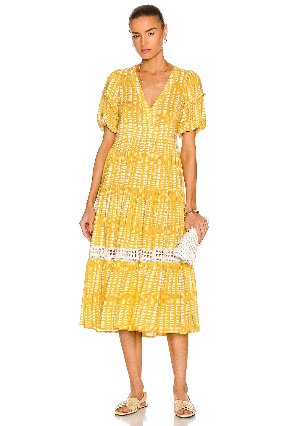 Image 1 of Lemlem Welele Flutter Sleeve Maxi Dress in Yellow