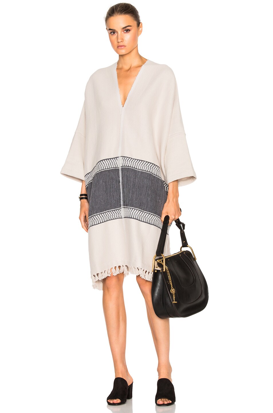 Image 1 of Lemlem Yohannes Blanket Poncho in Oatmeal