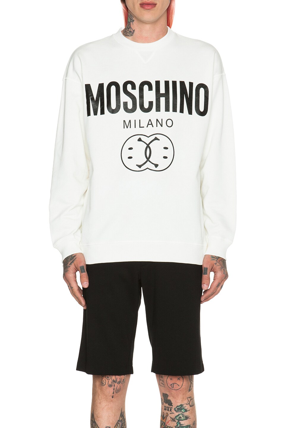 Image 1 of Moschino Linked Smiley Sweatshirt in White