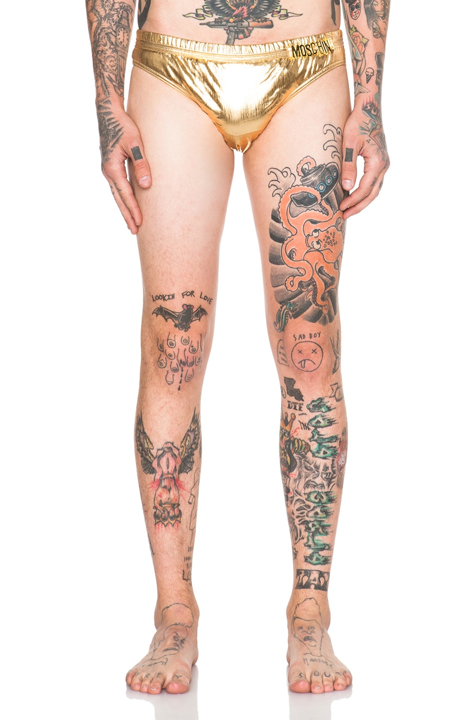 Image 1 of Moschino Lame Swim Brief in Gold