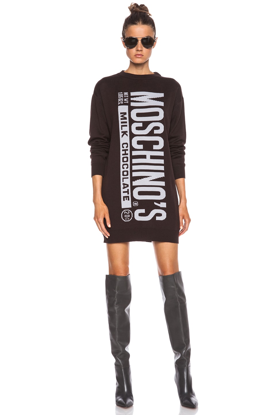 Image 1 of Moschino Fantasy Print Sweater in Chocolate