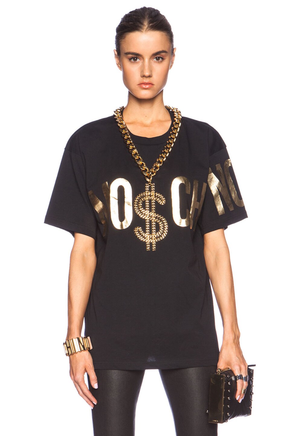 Image 1 of Moschino Money Chain Cotton Tee in Black