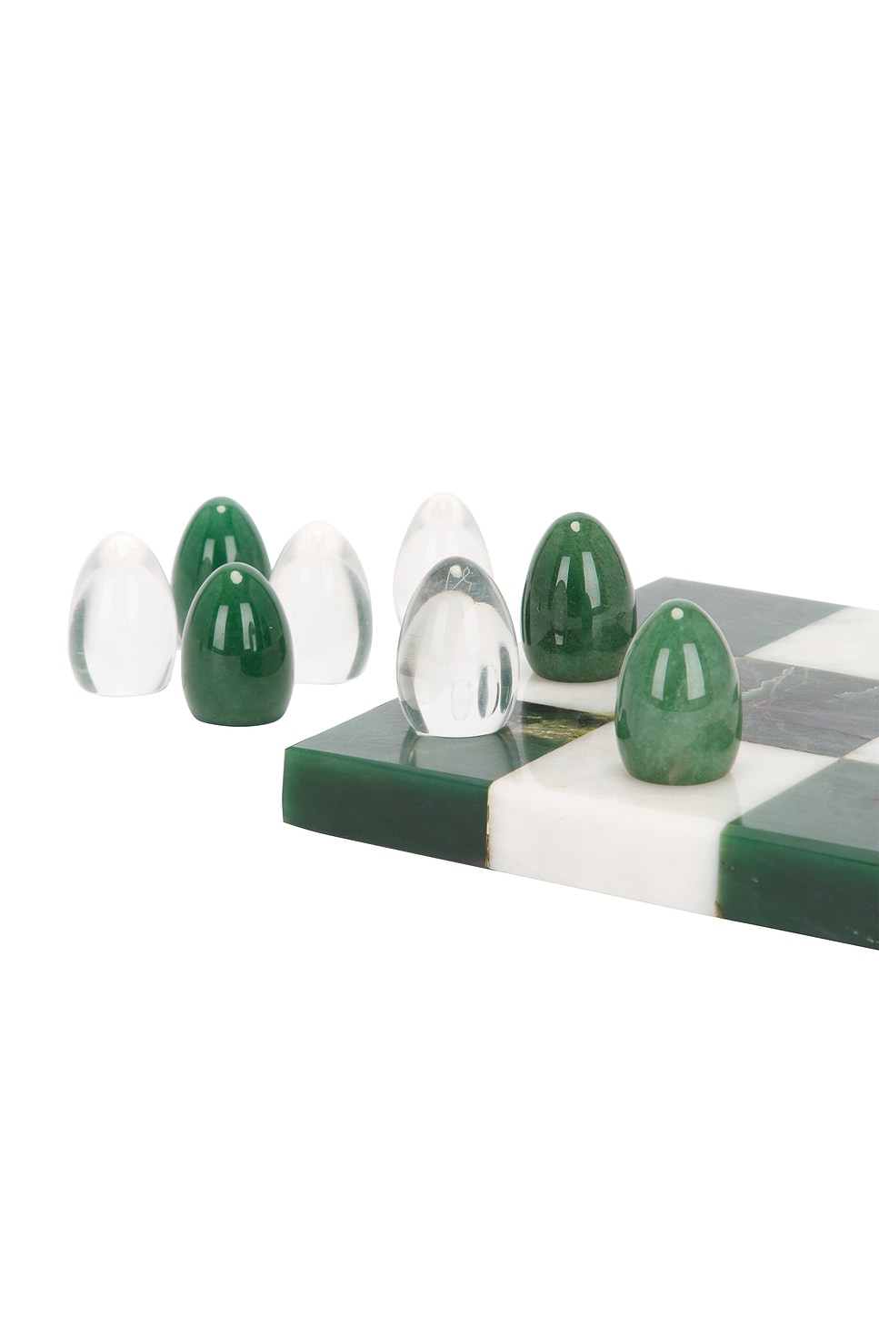 Loren Stewart Tic Tac Toe Set In Glass & Green Agate