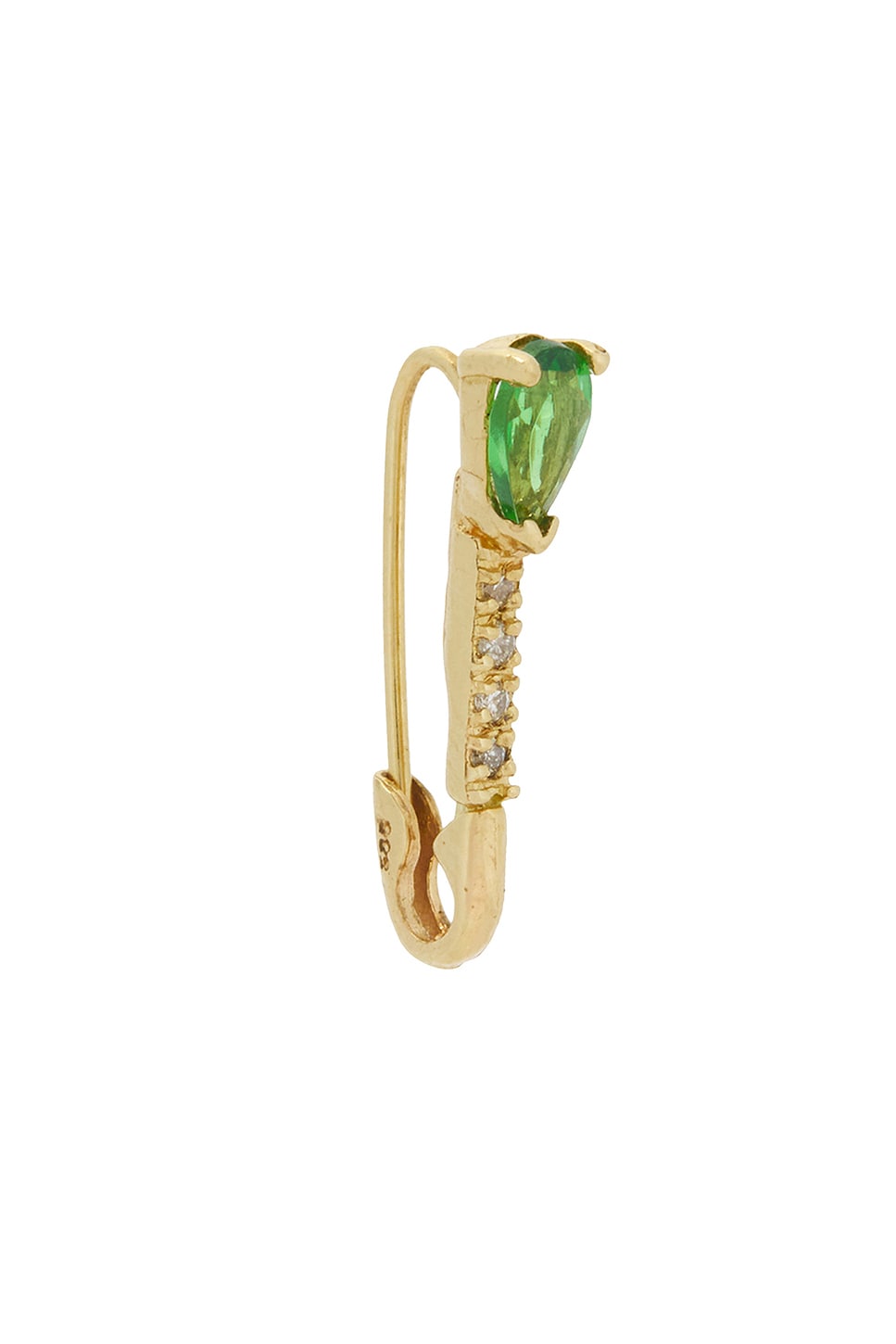 Image 1 of Loren Stewart Mini Diamond & Gem Safety Pin Earrings in 14k Yellow Gold