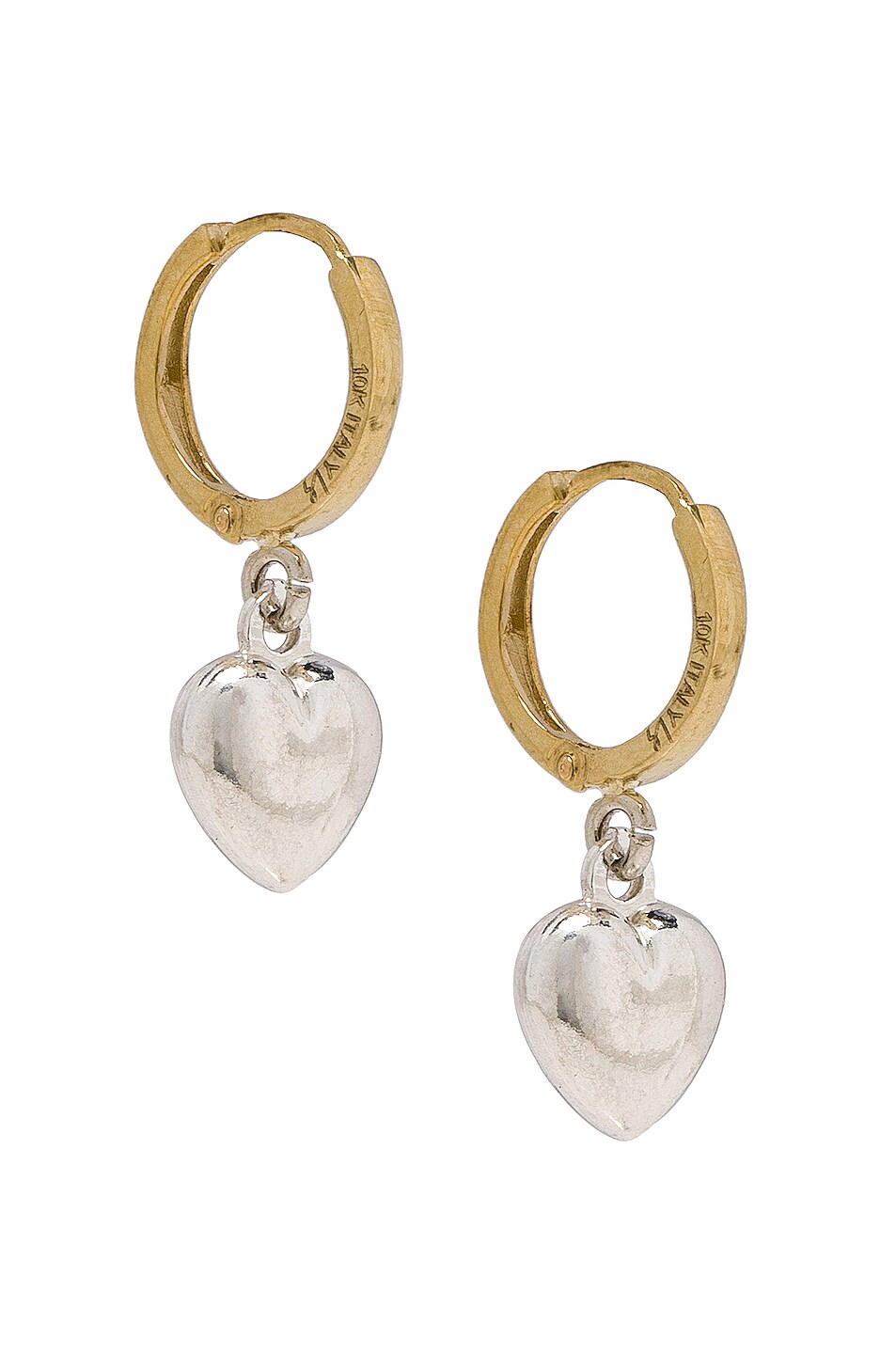 Image 1 of Loren Stewart Gordita Heart Huggie Earrings in Silver & Gold