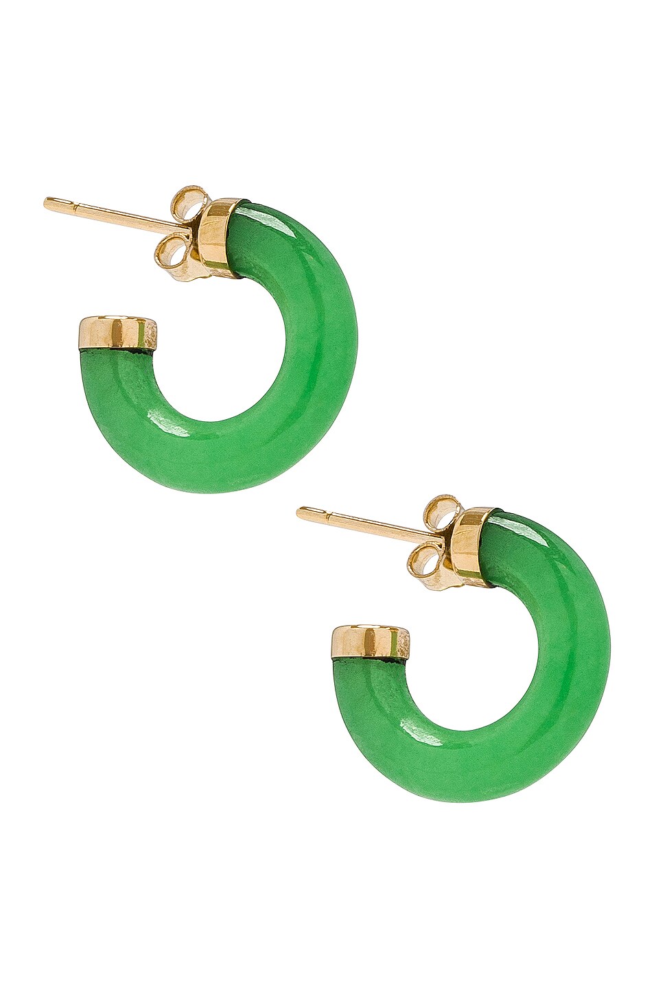 Image 1 of Loren Stewart Jade Chubbie Huggie Earrings in Jade