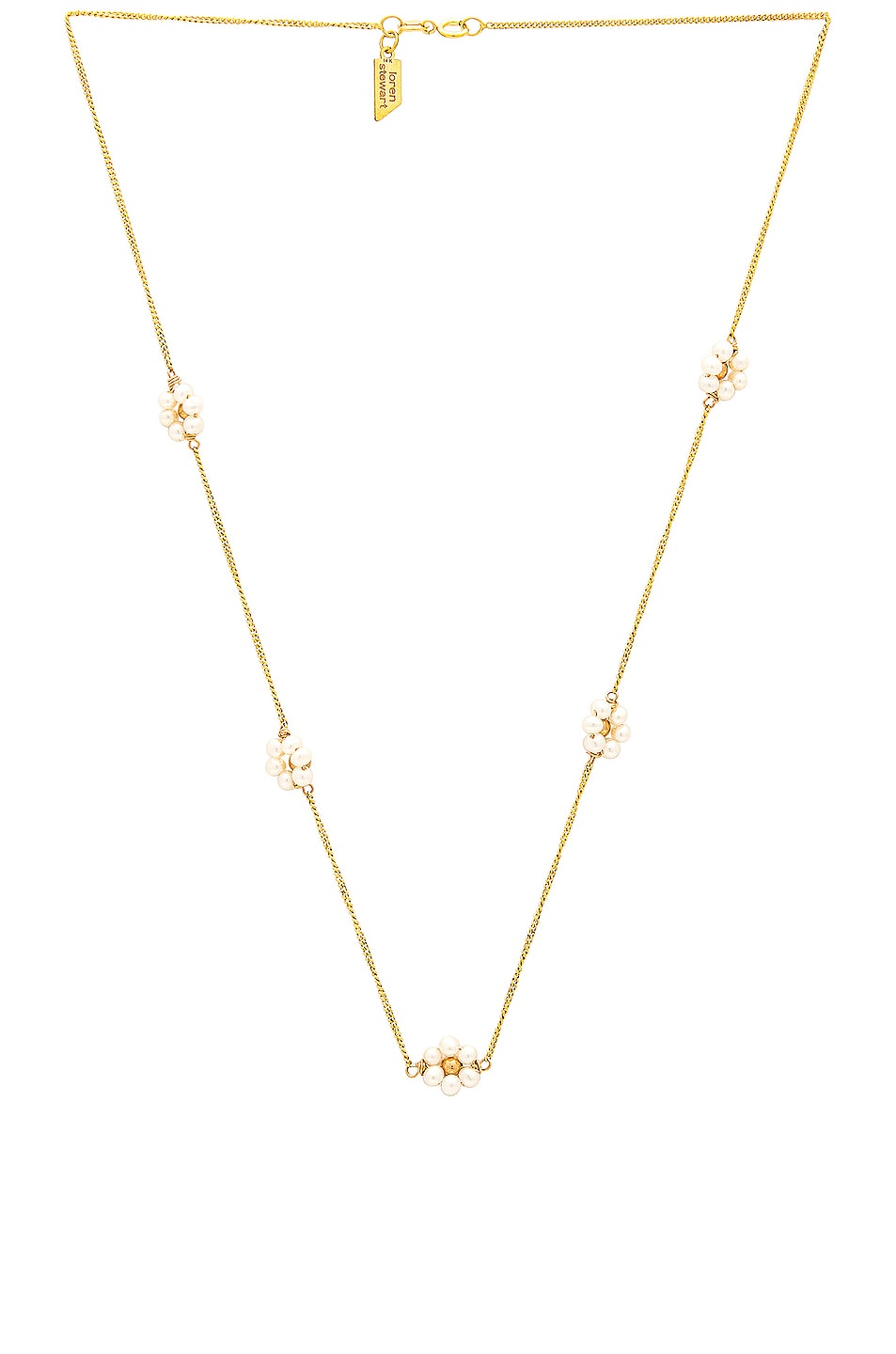 Image 1 of Loren Stewart Pearl Flower Chain Necklace in Gold & Pearl