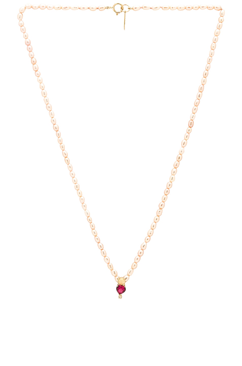 Image 1 of Loren Stewart Mon Chou Pearl Necklace in Pearl & Red