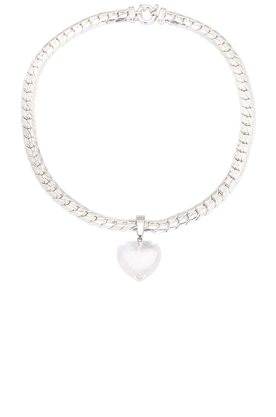 Image 1 of Loren Stewart Heart Rock Crystal Necklace in Sterling Silver & Clear