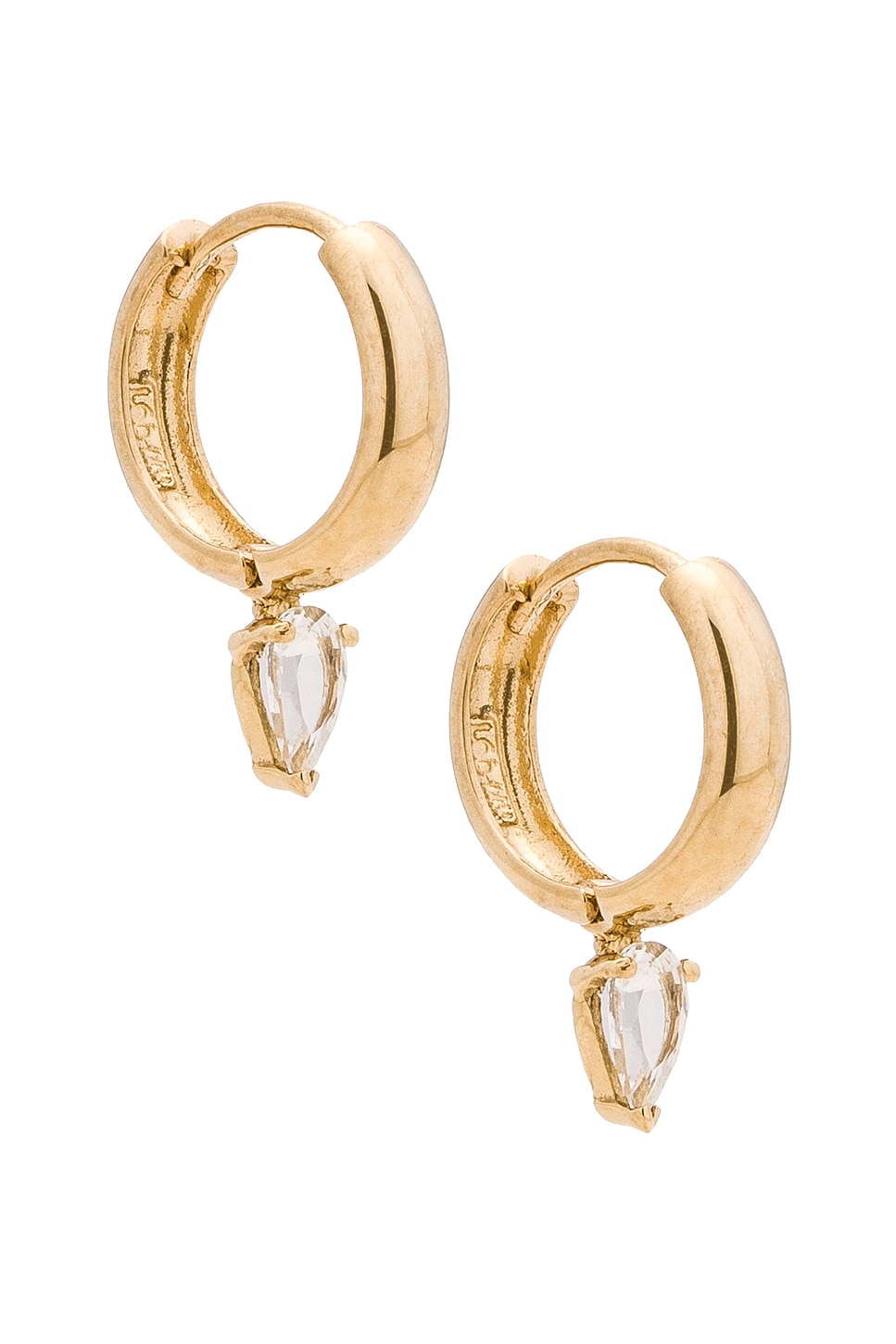 Image 1 of Loren Stewart Angelo Huggie Earrings in 14k Gold & Sapphire