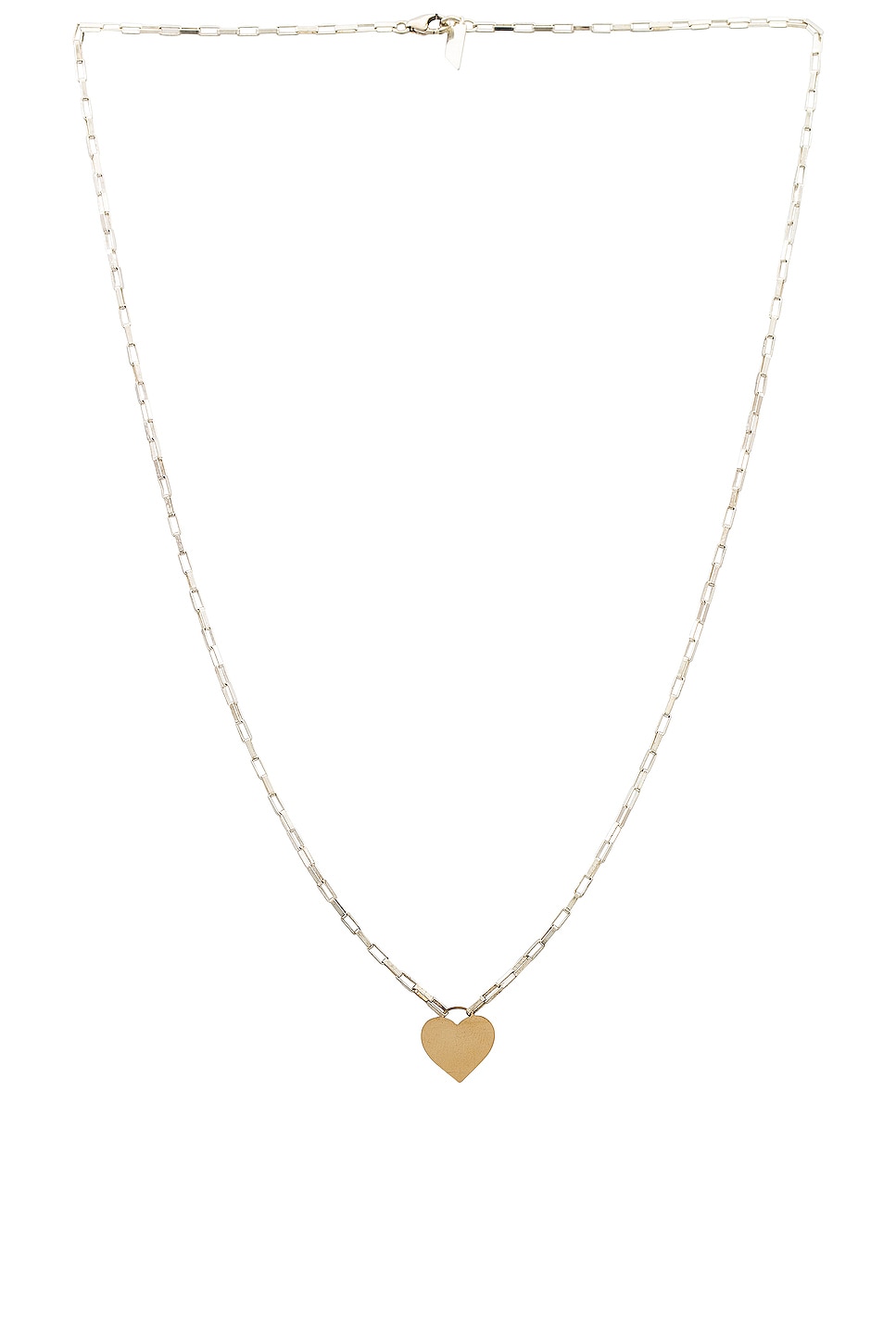 Image 1 of Loren Stewart Heart Padlock Box Link Necklace in Sterling Silver & 14k Yellow Gold