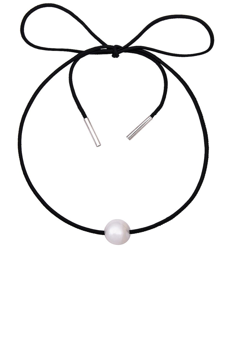 Uno Pearl Tie Necklace in Black