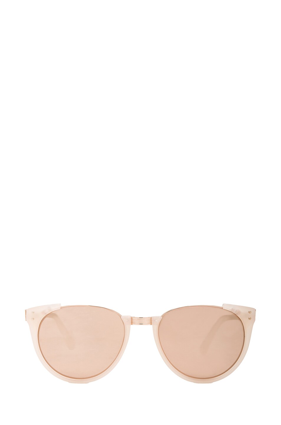 Image 1 of Linda Farrow Round Horned Sunglasses in Milky Pink