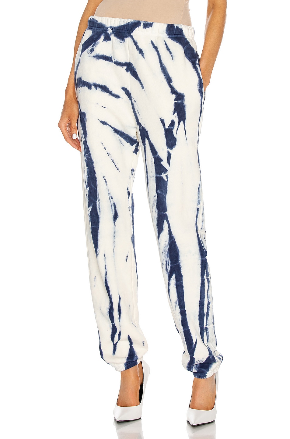 Image 1 of Les Tien Classic Sweatpant in Navy & Ivory Tie Dye