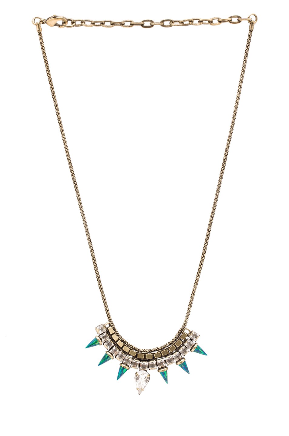 Image 1 of Lionette by Noa Sade Pangea Antique Plated Necklace in Clear & Green