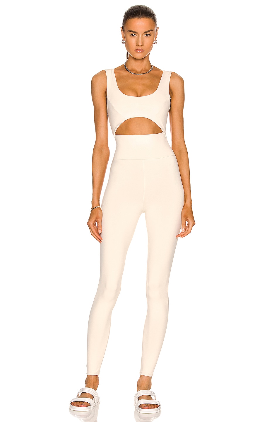 Image 1 of Live The Process Cut Out Bodysuit Jumpsuit in Mother Of Pearl