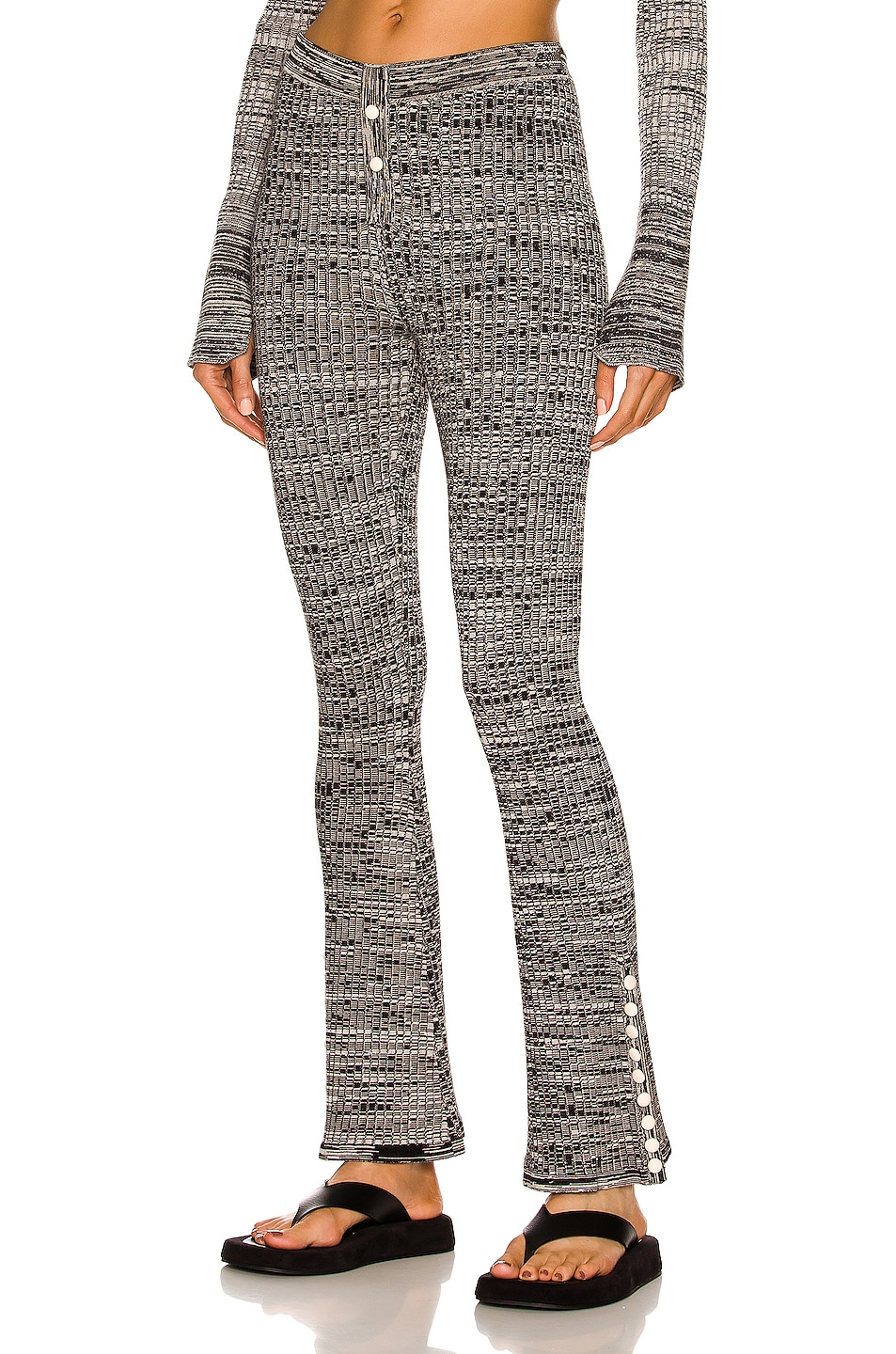 Image 1 of Live The Process Marl Flare Pant in Mother Of Pearl & Black Marl
