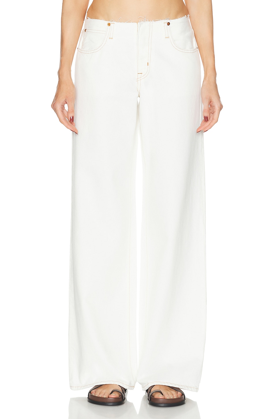 Image 1 of SLVRLAKE Mica No Waist Band Wide Leg in Natural White