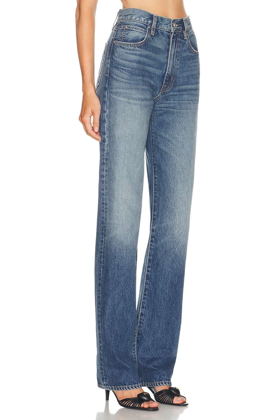 Slvrlake London Turn Up Straight Jeans In Blue