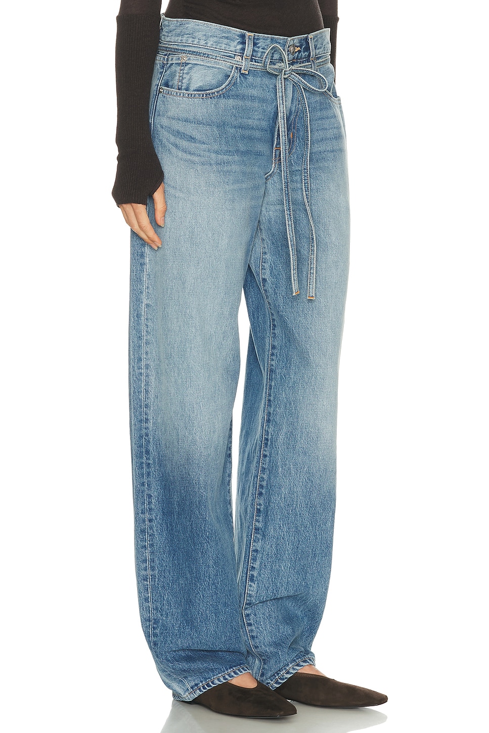 Slvrlake Hailey Belted Mid-rise Barrel-leg Jeans In Blue