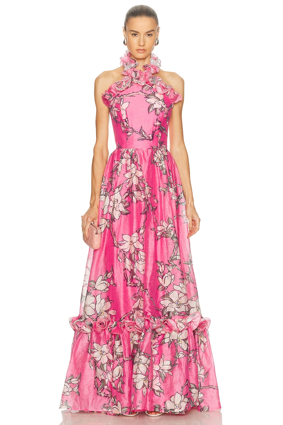 Image 1 of LEO LIN Isabelle Dress in Pink Magnolia Print