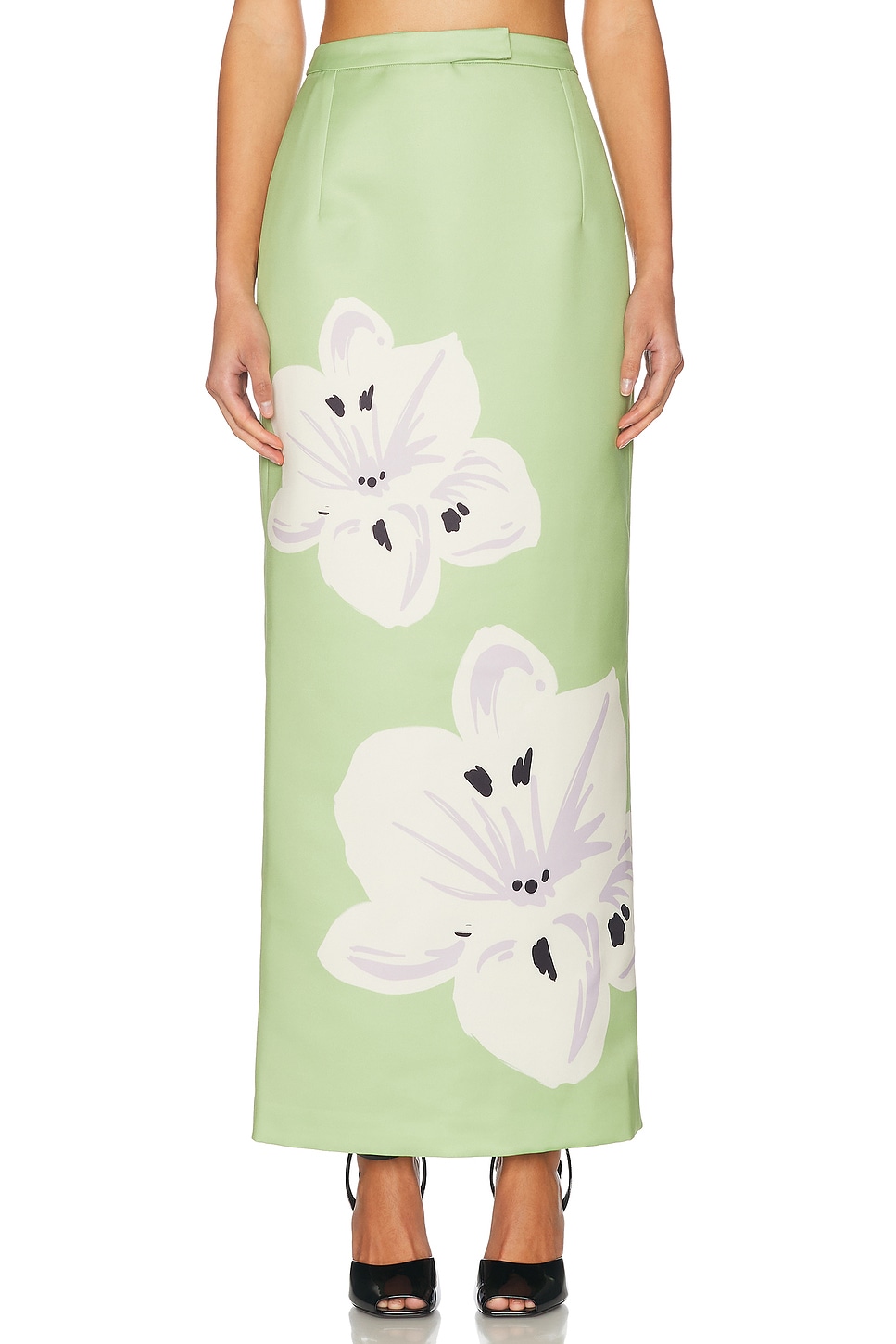 Image 1 of LEO LIN Clementine Maxi Skirt in Hibiscus & Matcha