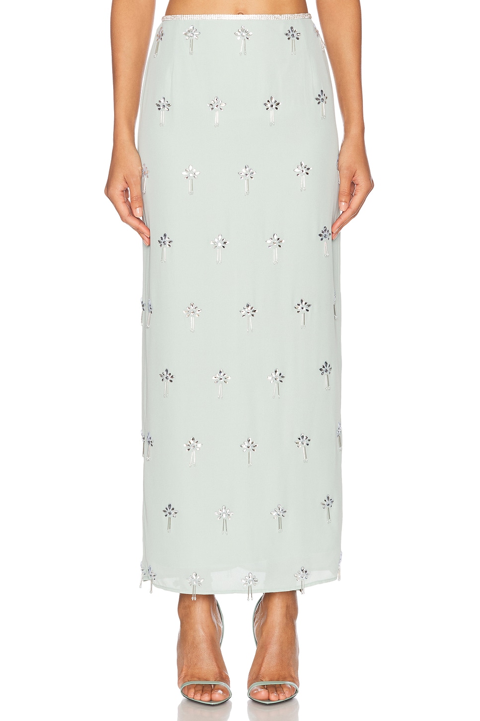 Image 1 of LEO LIN Clementine Embellished Maxi Skirt in Pistachio
