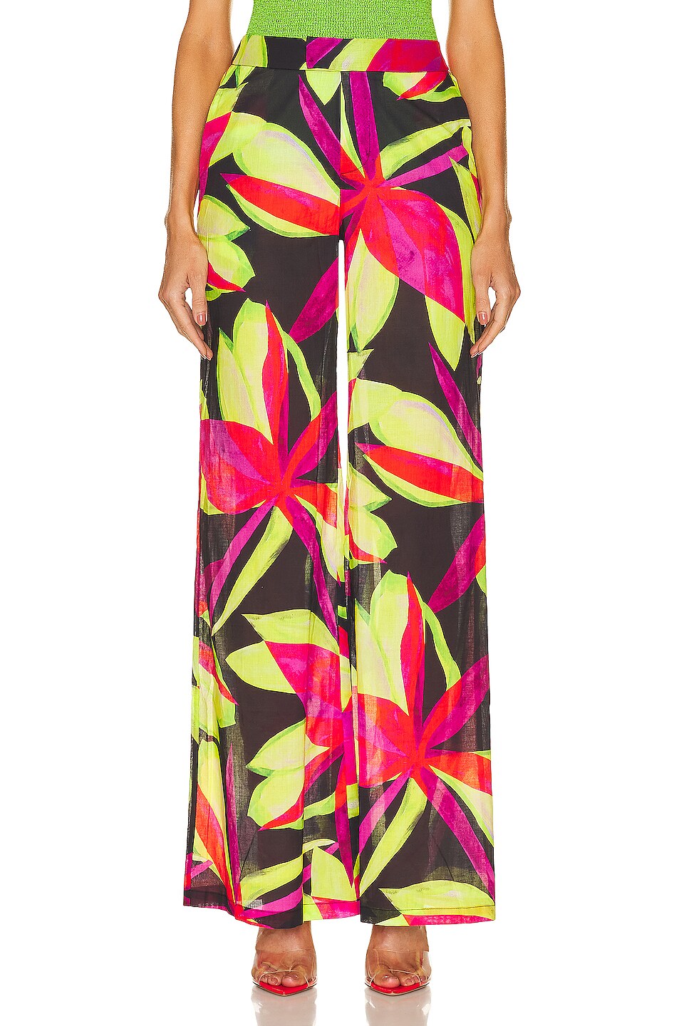 Image 1 of Louisa Ballou Wide Leg Trousers in Electric Pink Flower