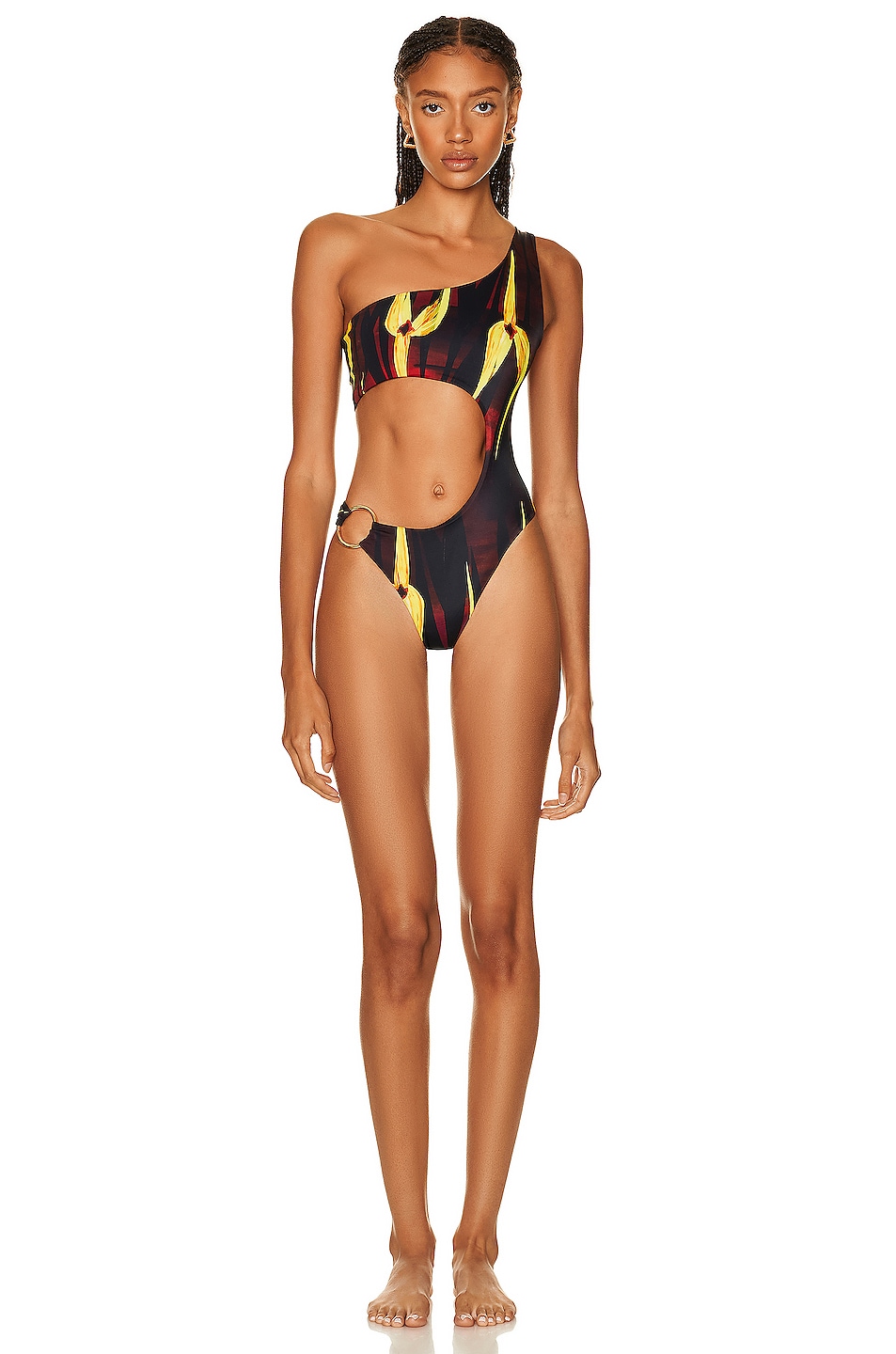 Image 1 of Louisa Ballou Half Moon One Piece Swimsuit in Midnight Orchid
